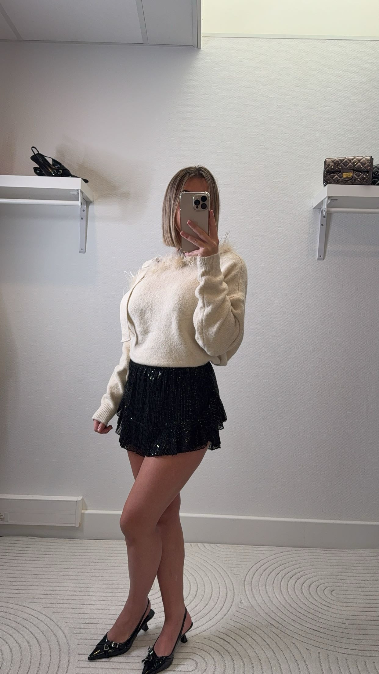 Jupe short sequin noir