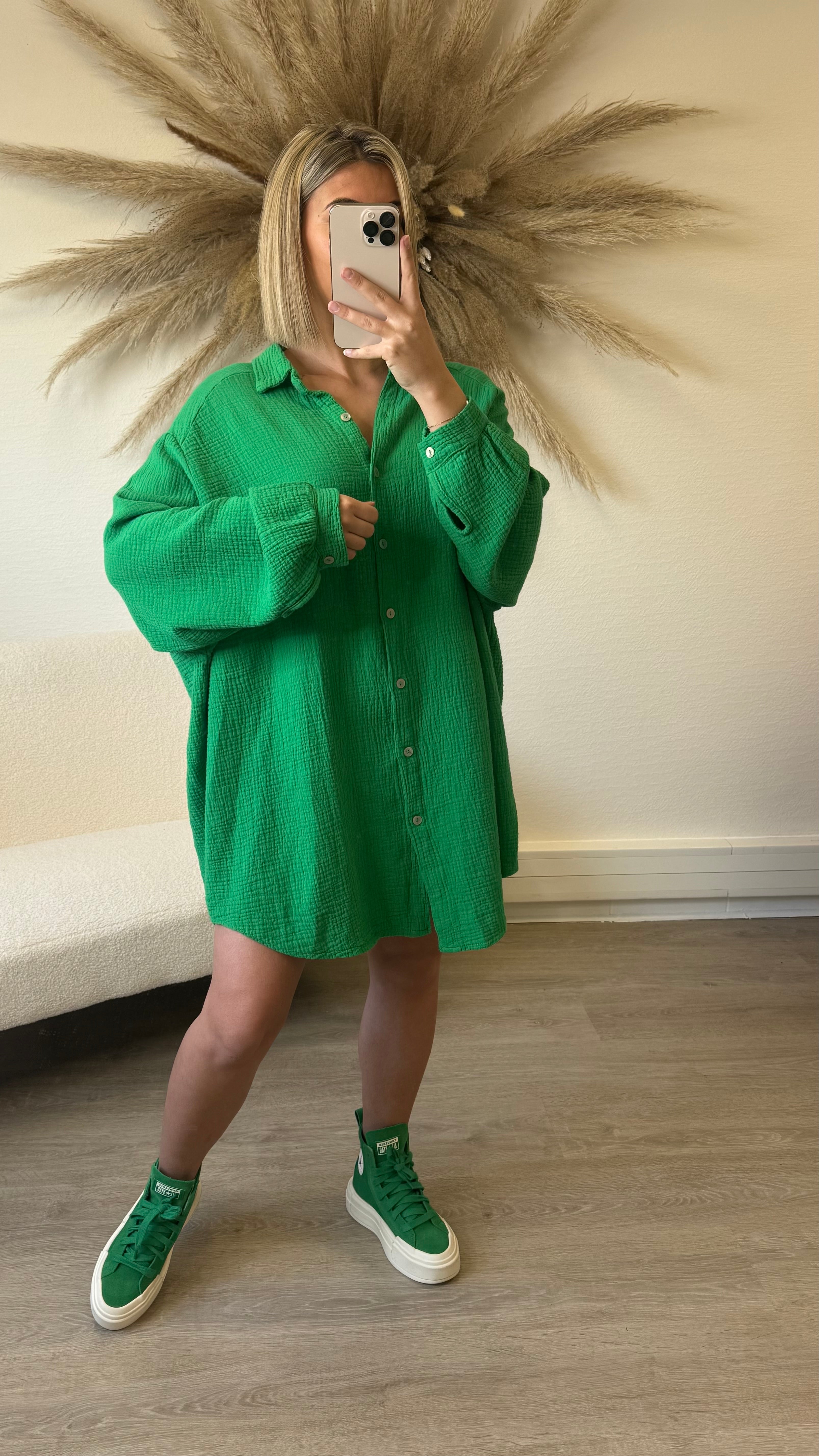 Chemise gaz de coton verte
