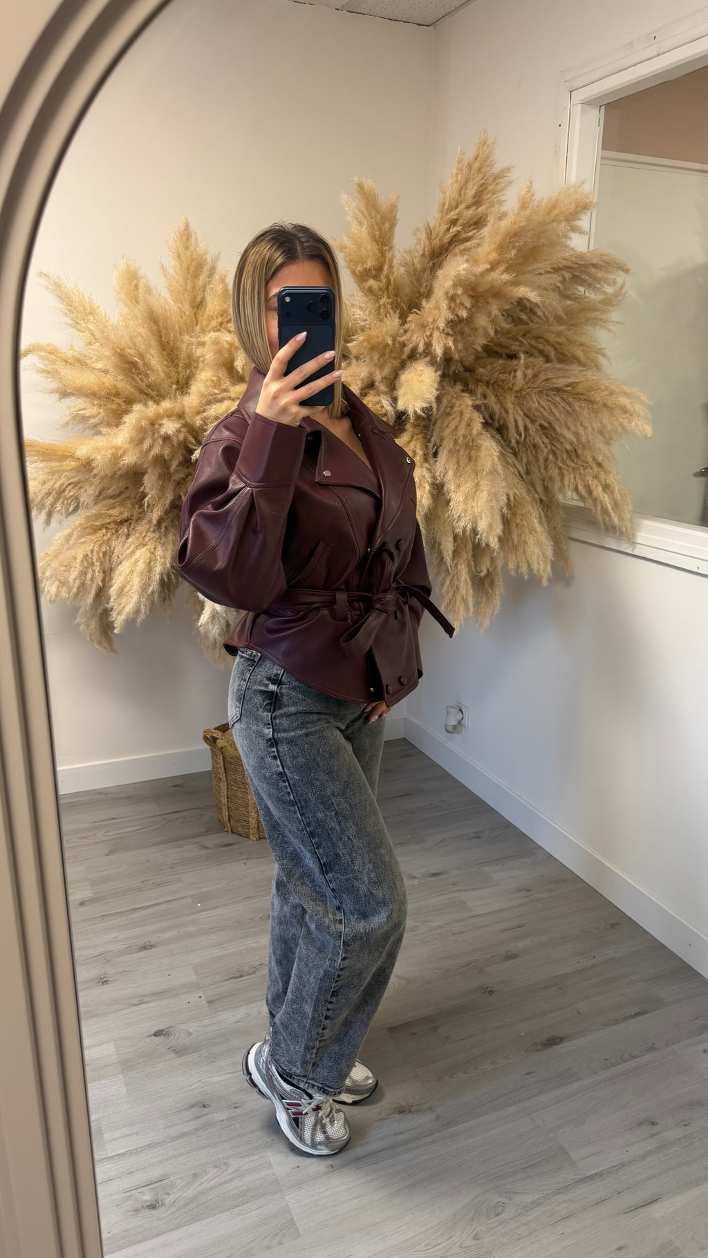 Jean mom/ballon gris