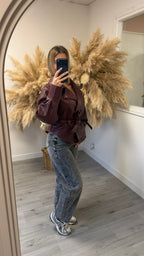 Jean mom/ballon gris