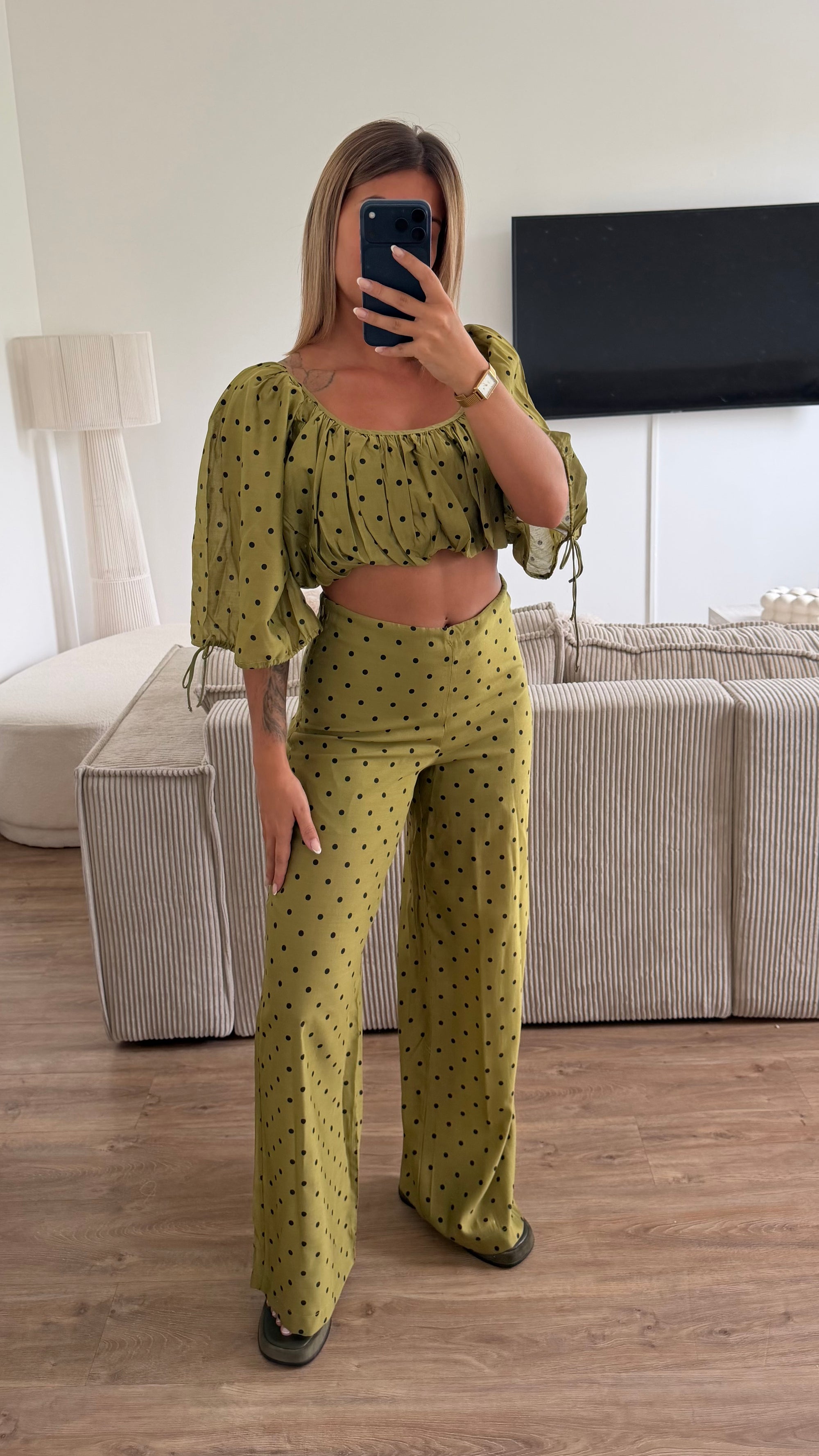 Ensemble pois vert