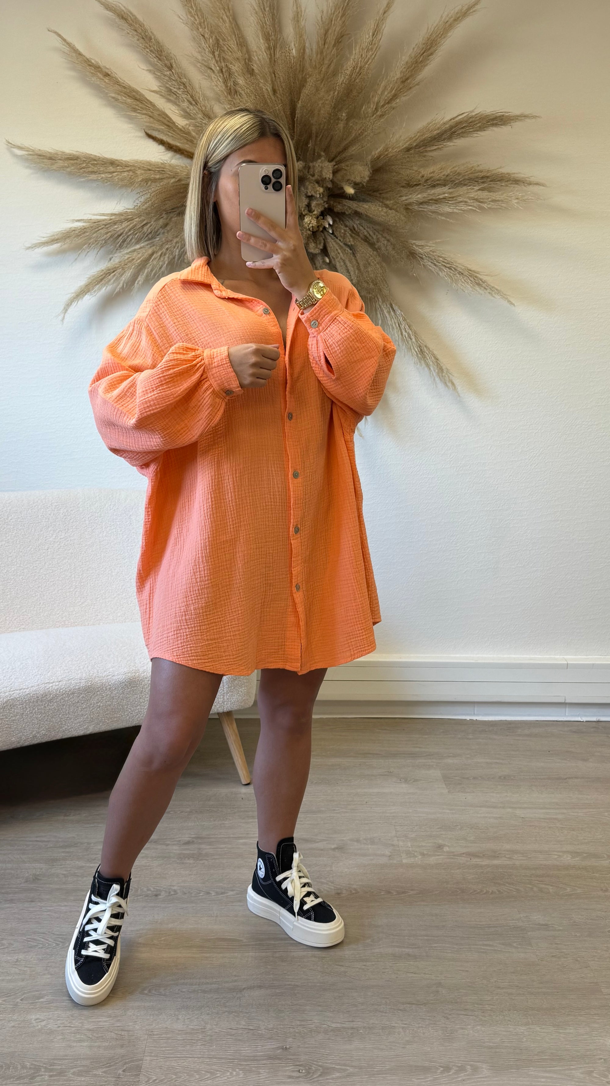 Chemise gaz de coton corail