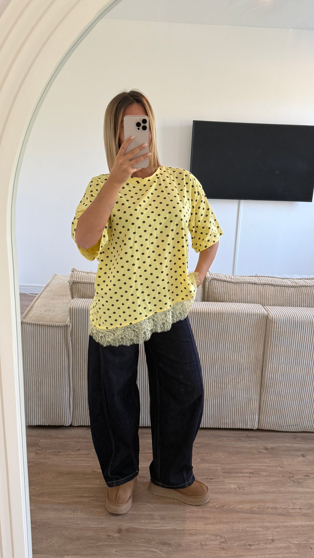 T shirt pois jaune