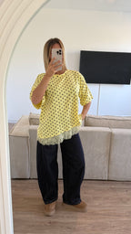 T shirt pois jaune