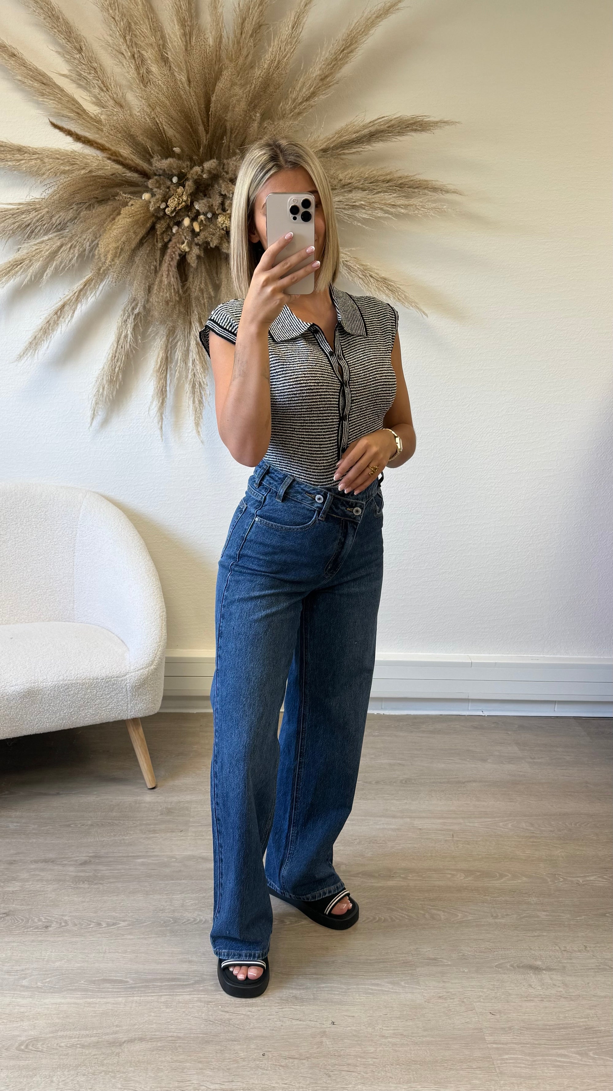 Jean asymétrique bleu