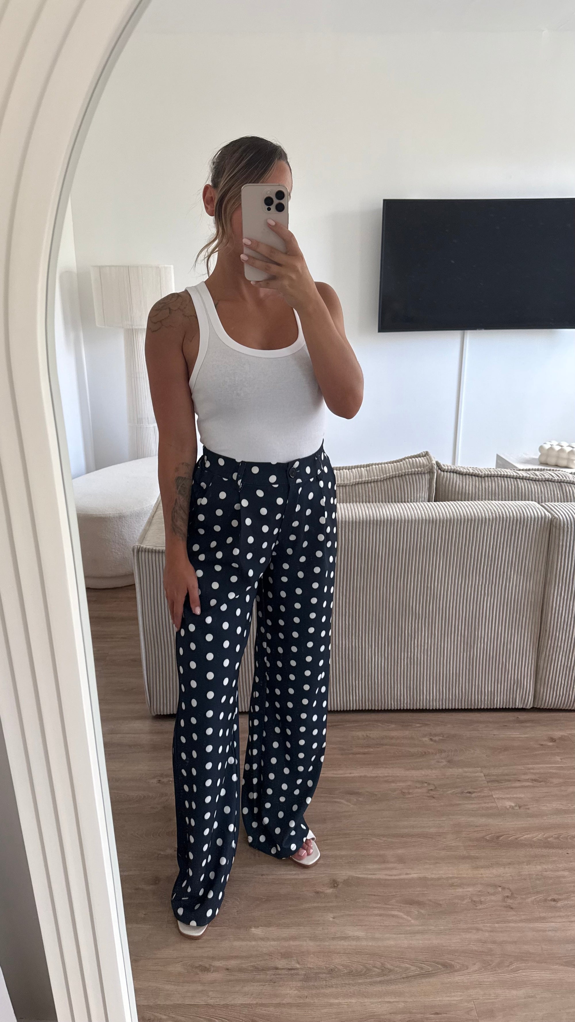 Pantalon pois bleu marine