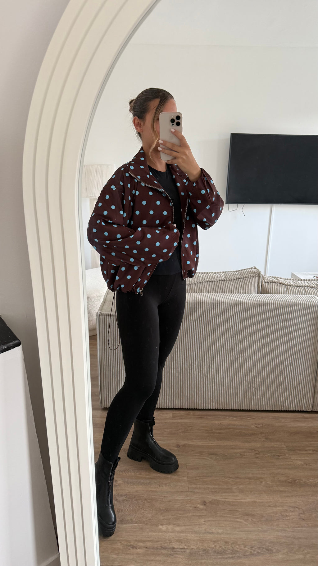 Veste pois marron/bleu