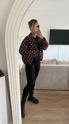 Veste pois marron/bleu