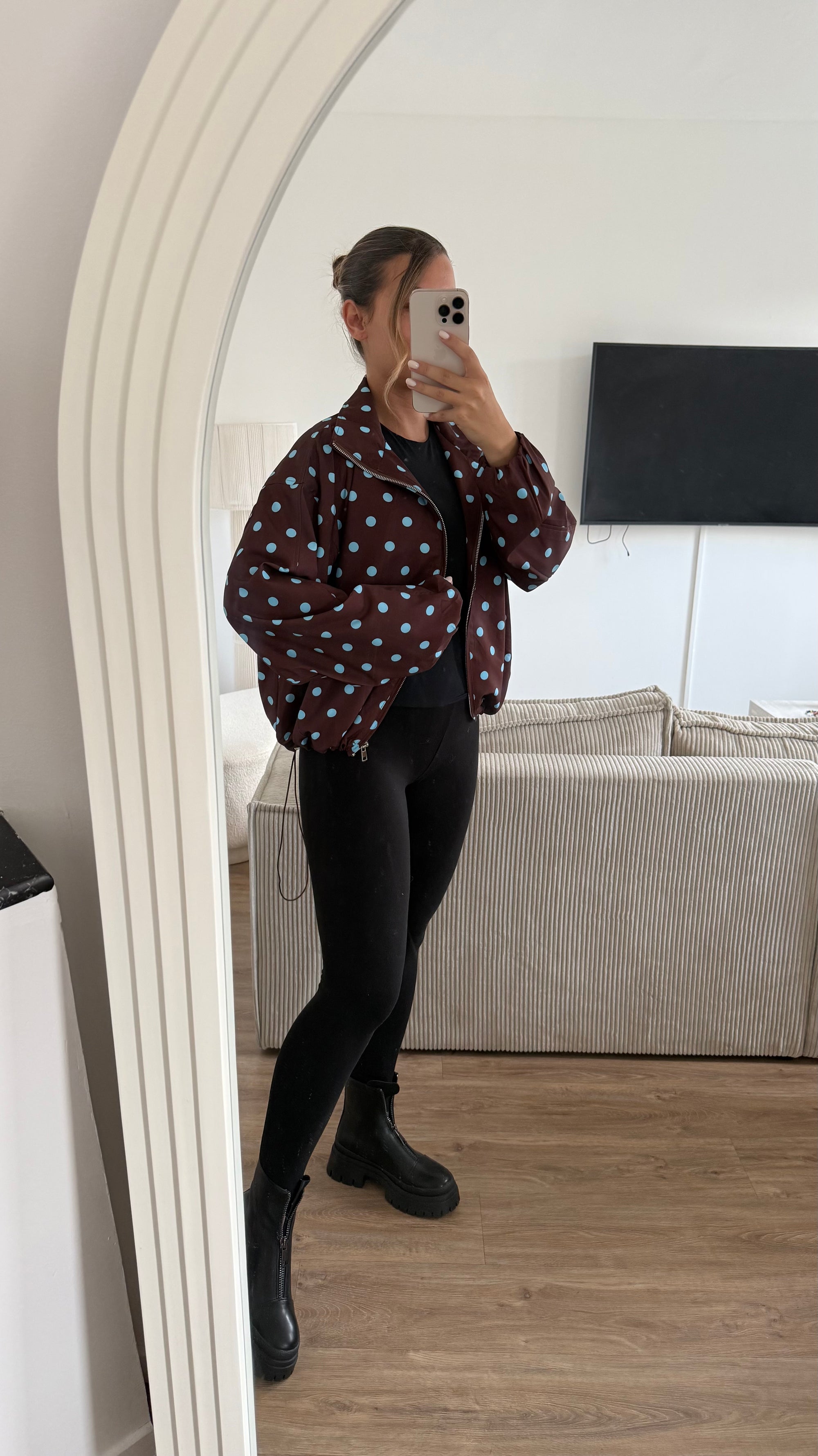 Veste pois marron/bleu