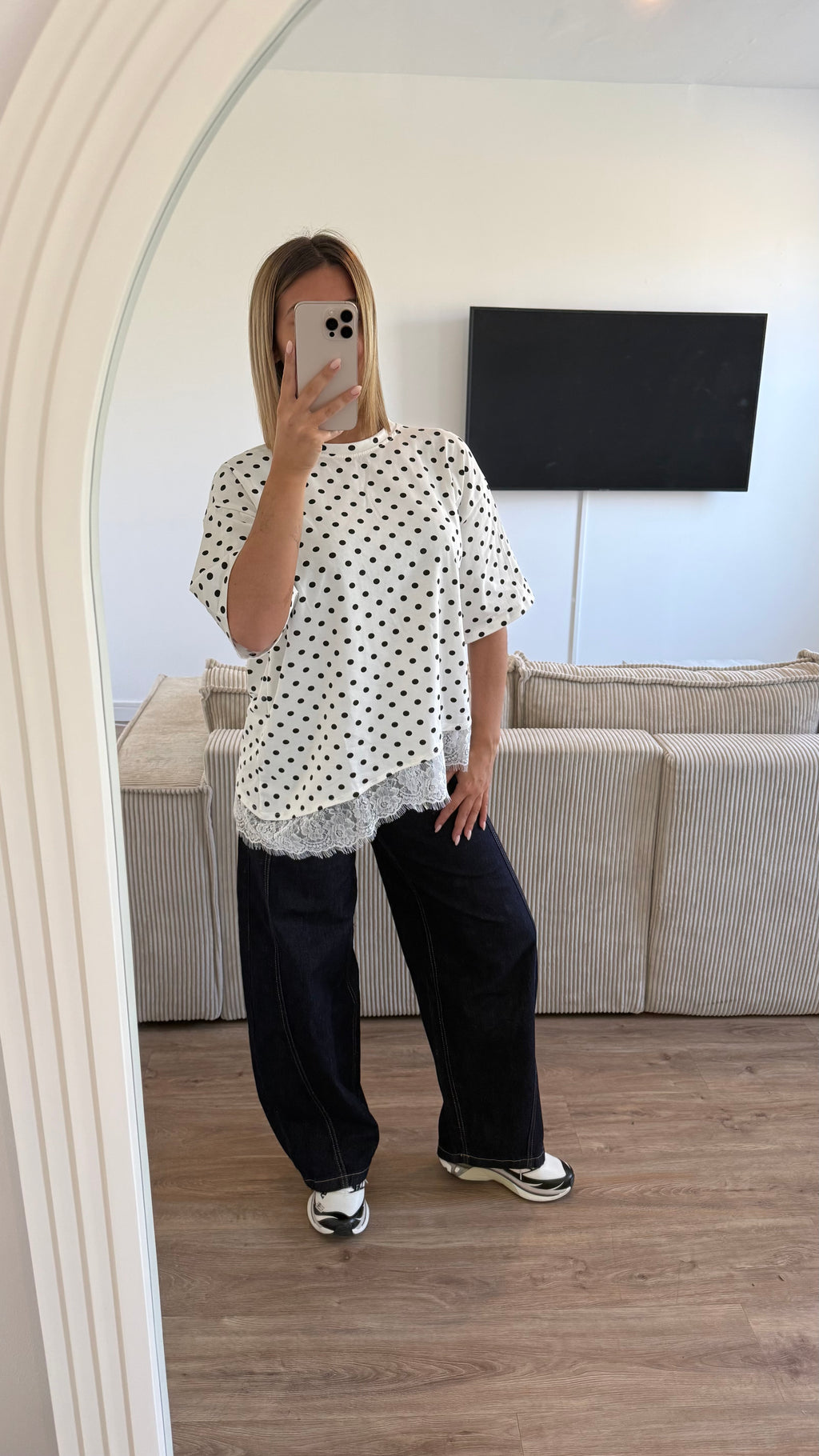 T shirt pois blanc noir