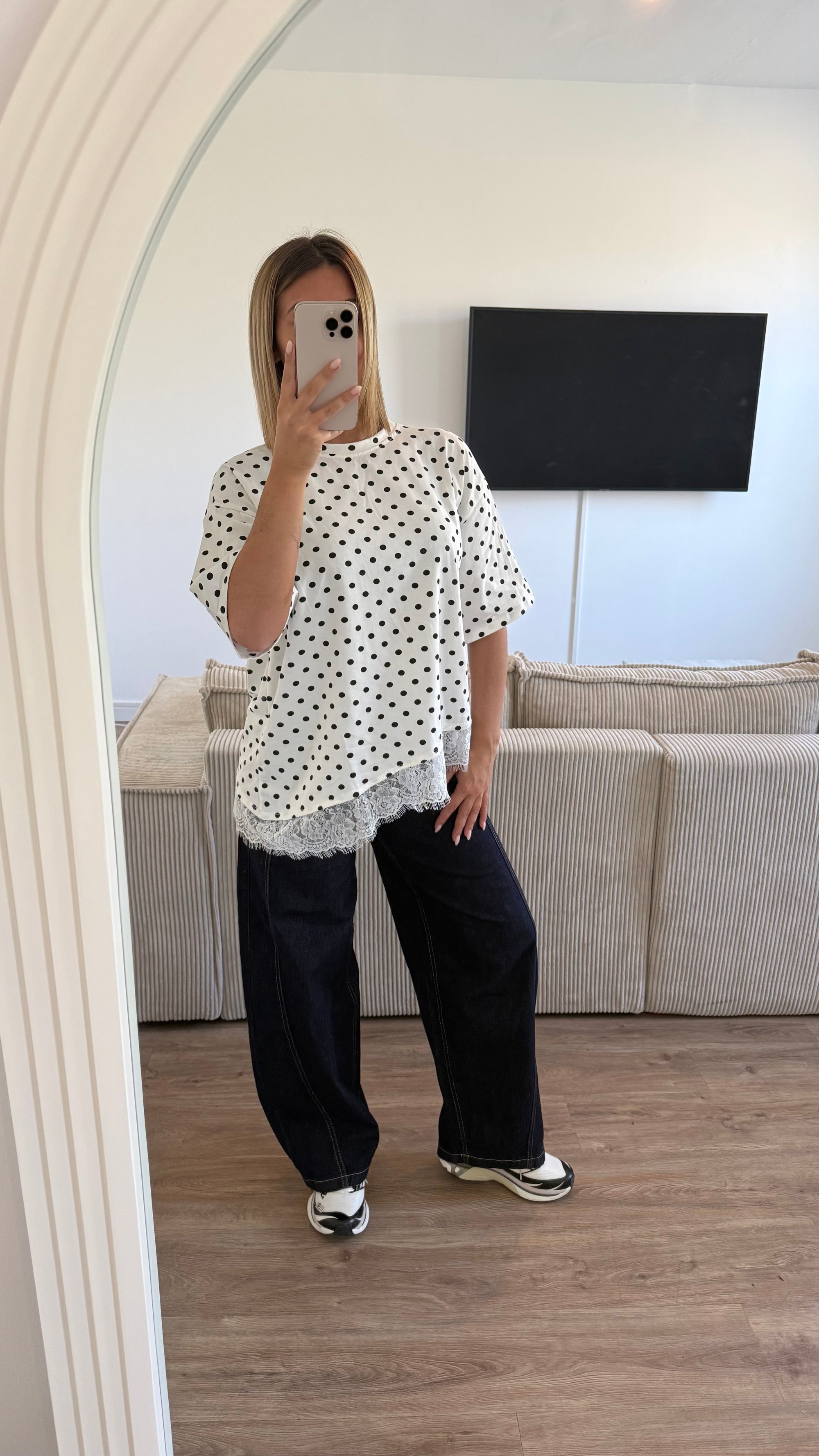 T shirt pois blanc noir