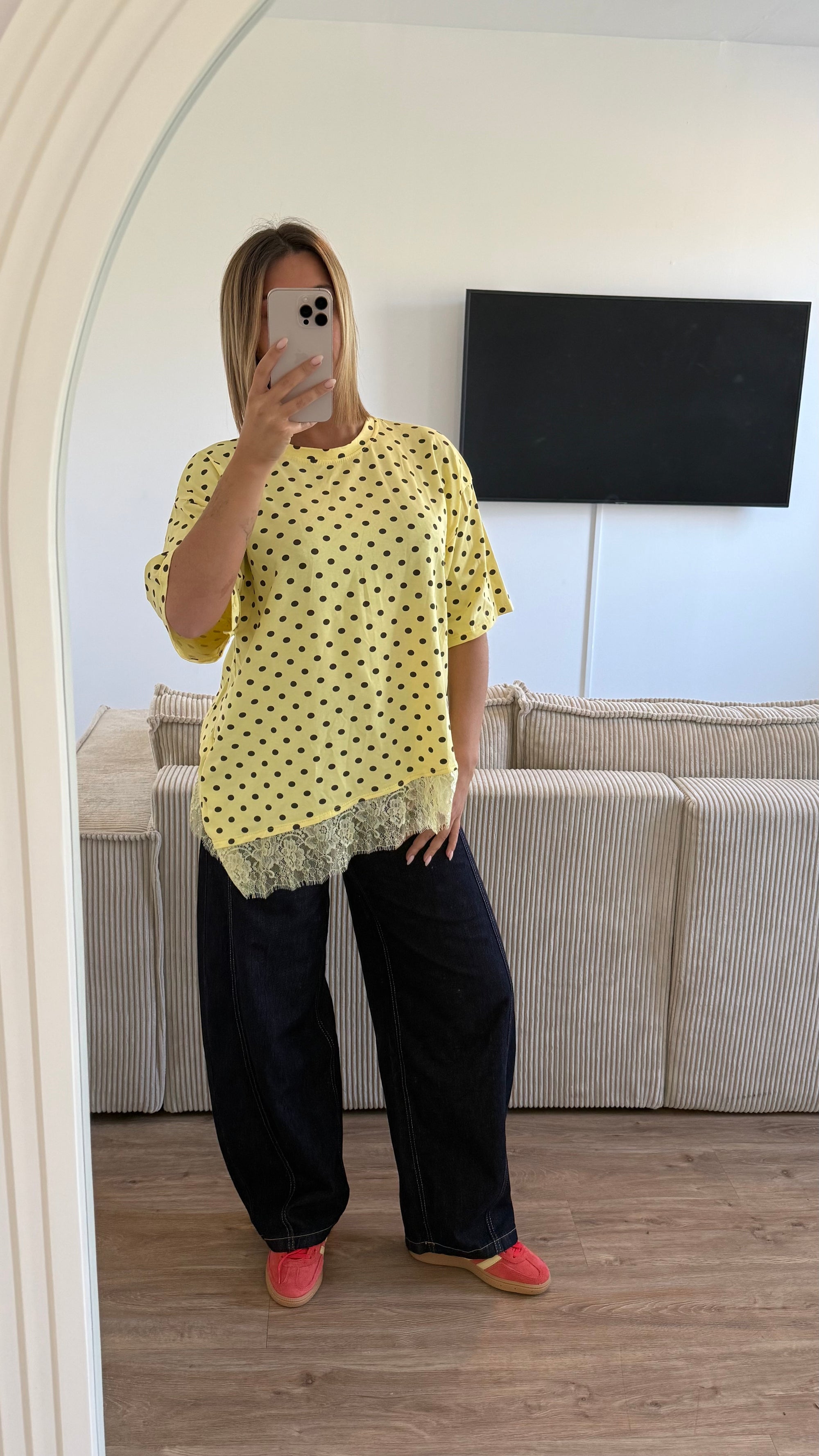 T shirt pois jaune