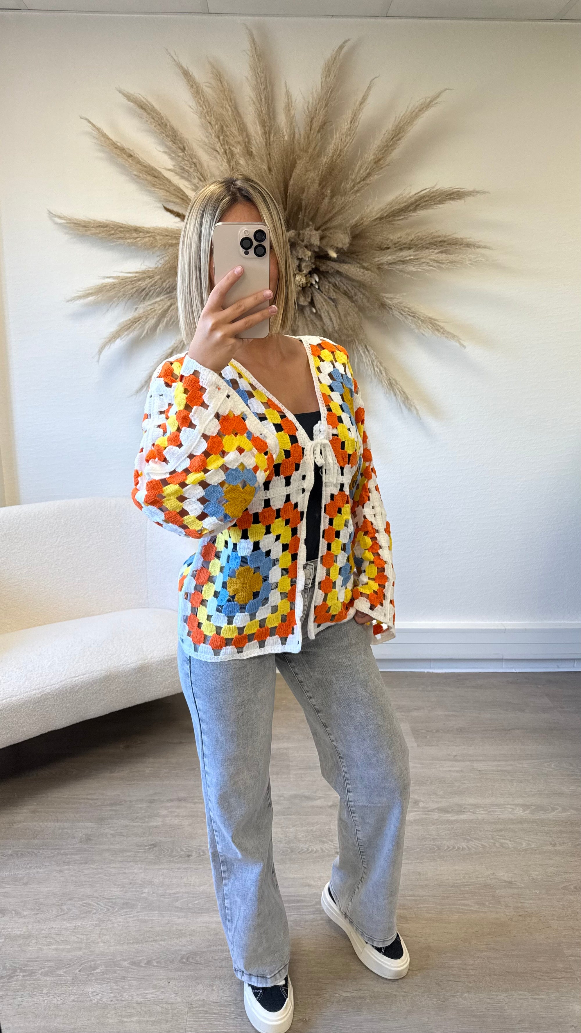 Gilet crochet orange
