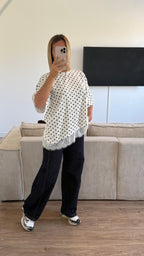 T shirt pois blanc noir