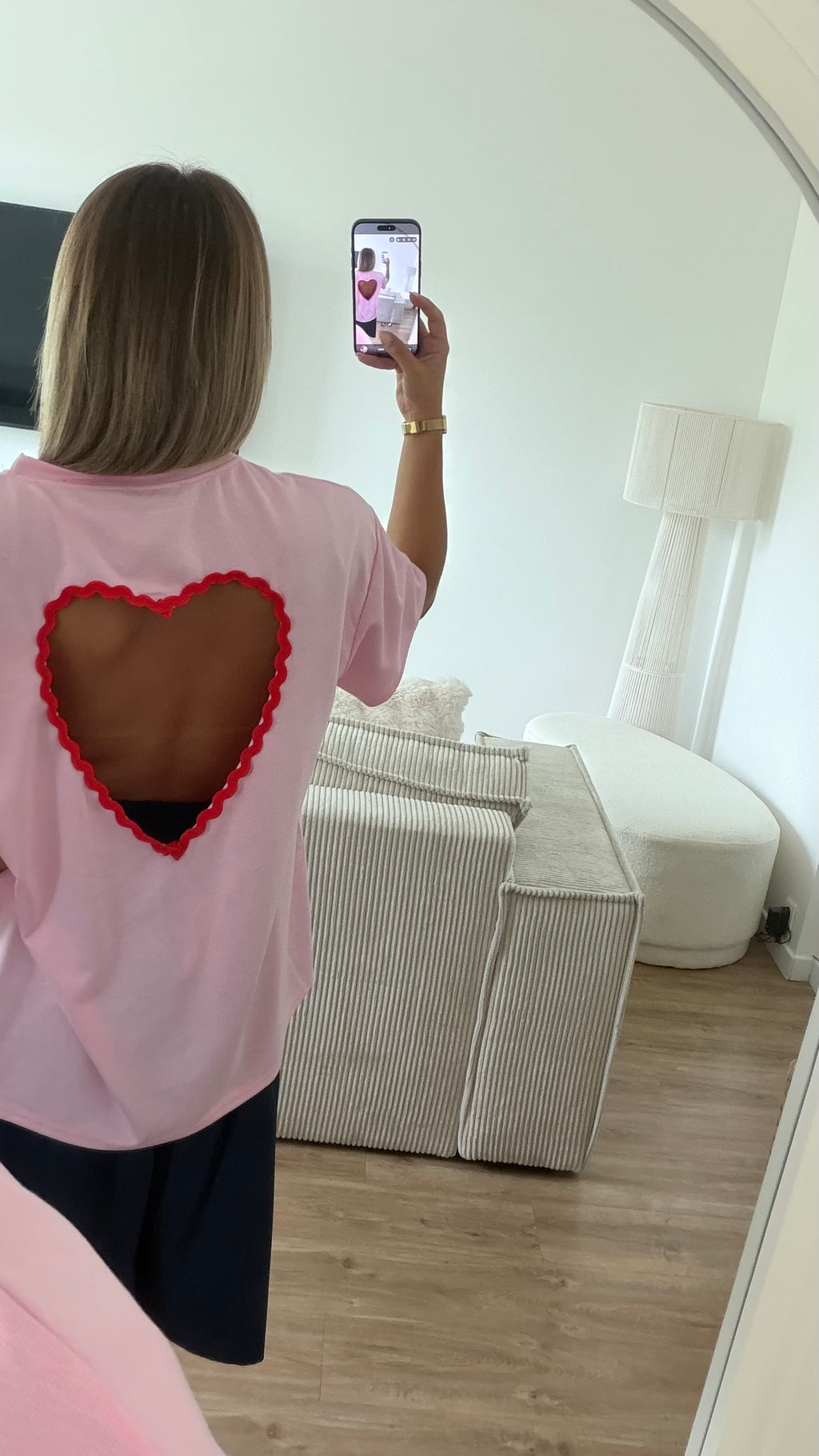 T shirt cœur rose
