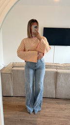 Haut rayure jaune|rose