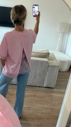 T shirt rose dentelle