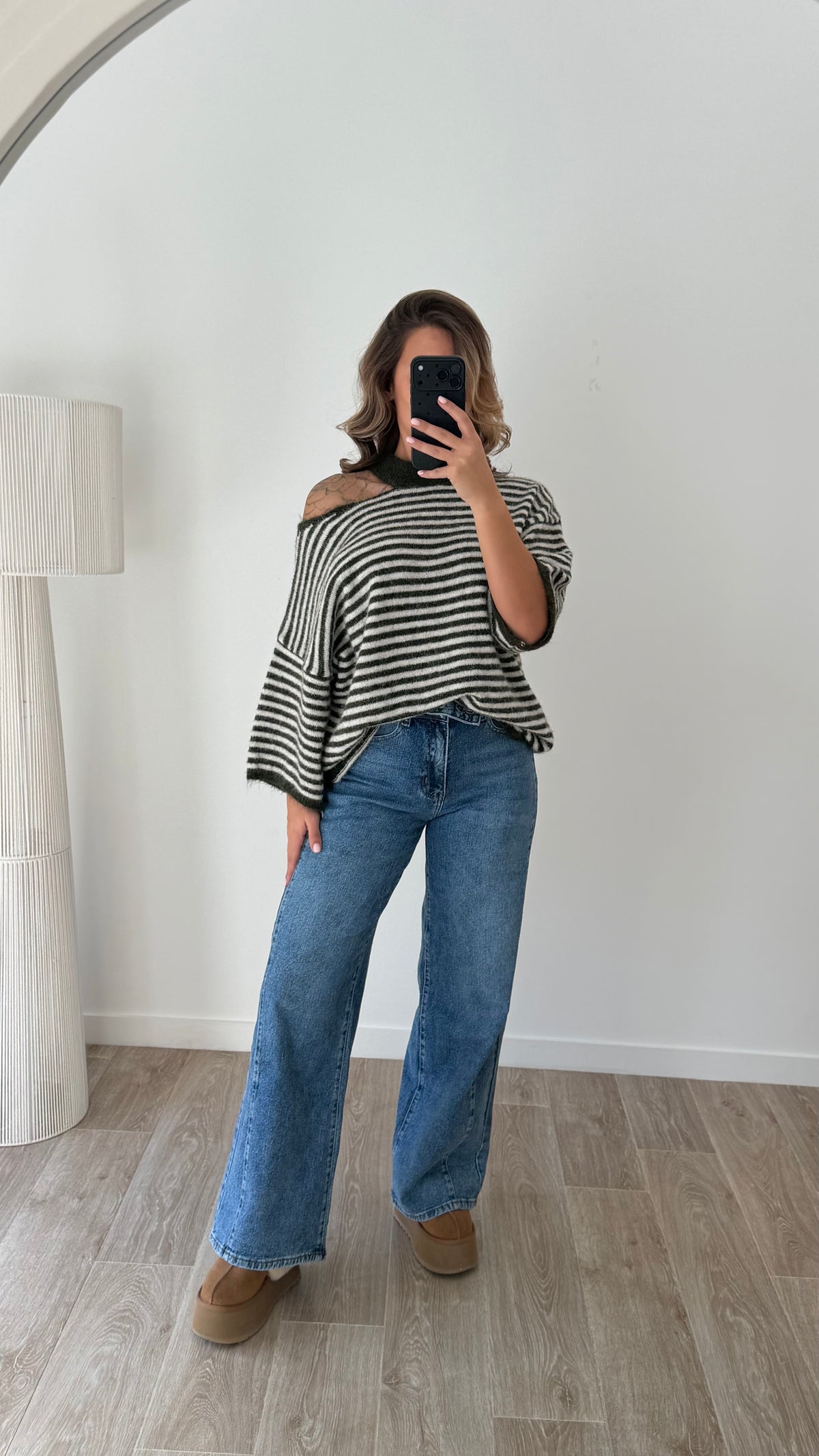 Pull marinière Kaki