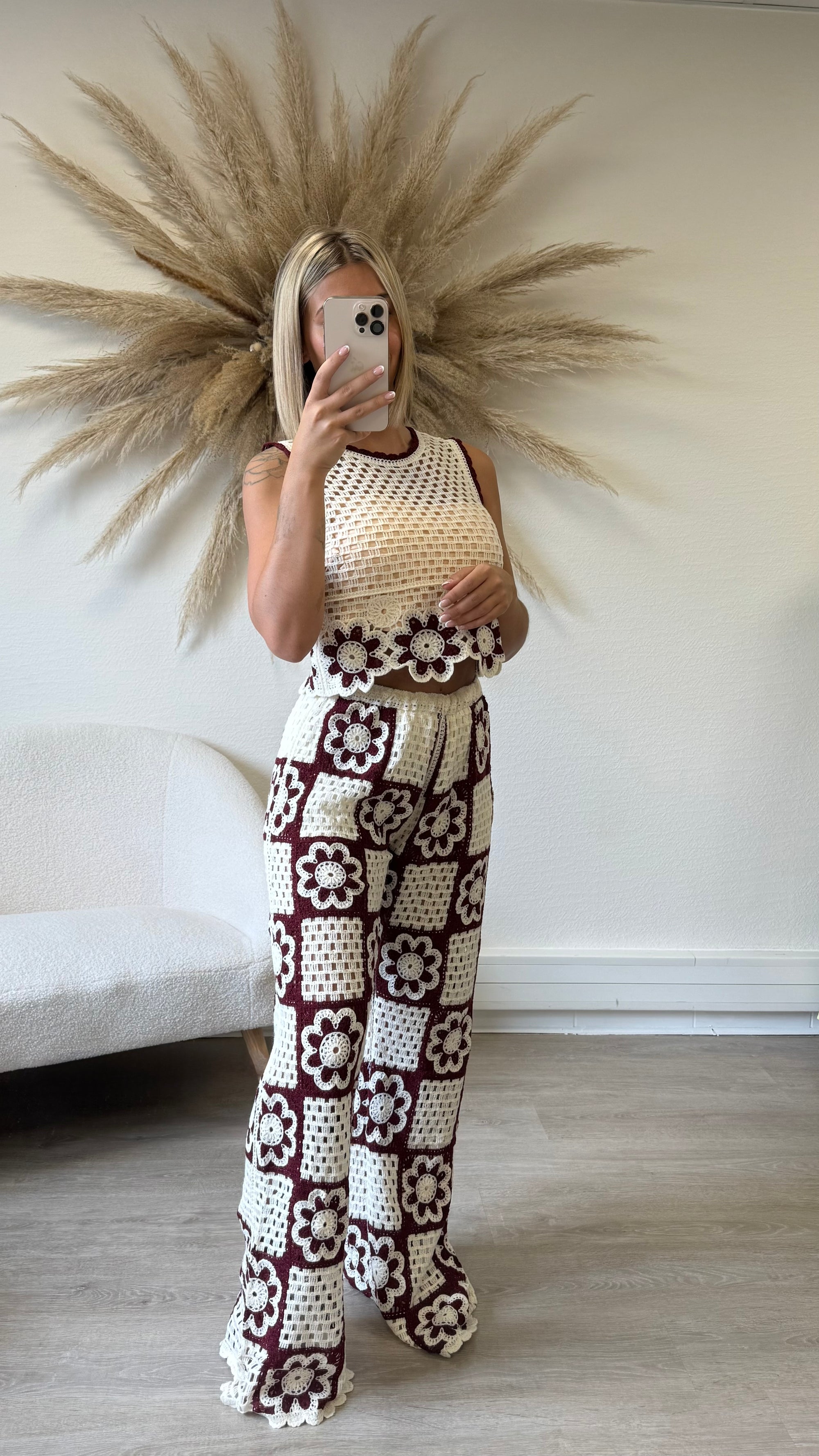 Ensemble crochet bordeaux