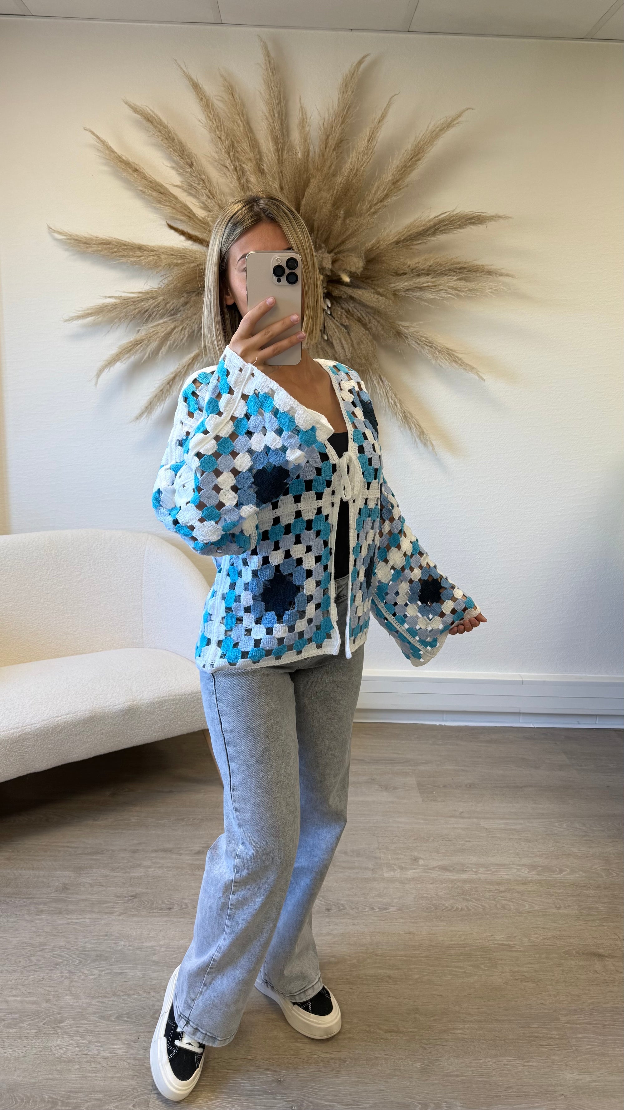 Gilet crochet bleu