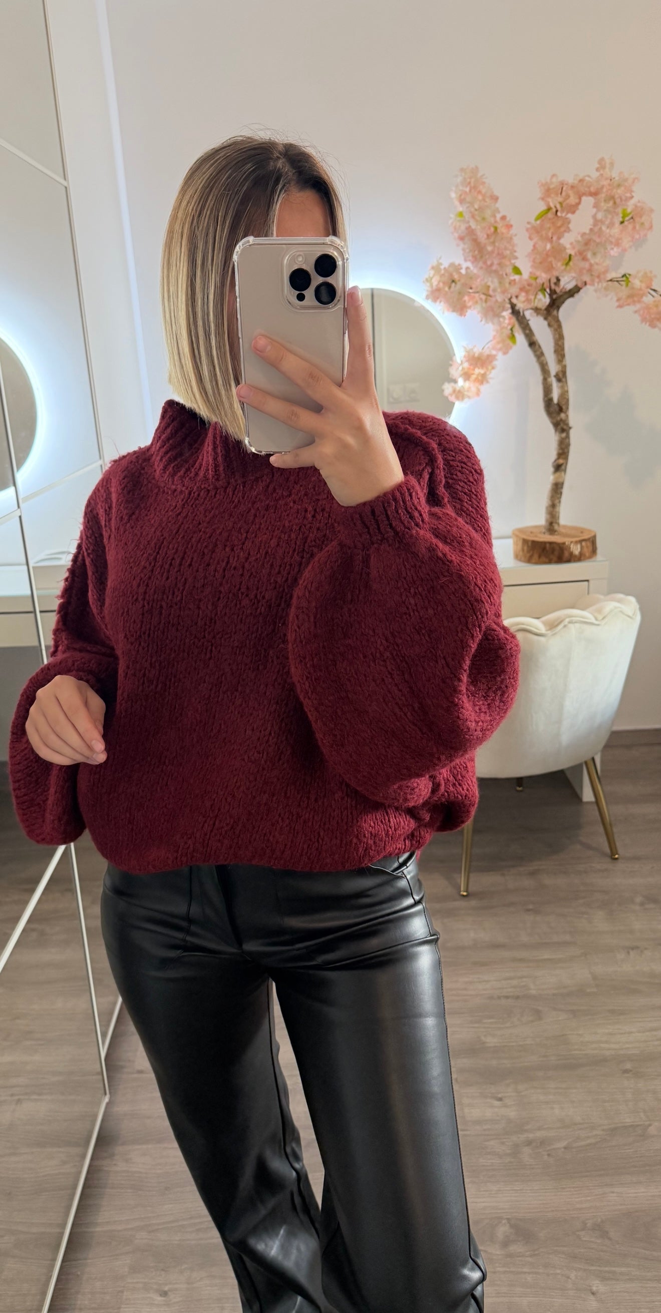 Pull long  bordeaux