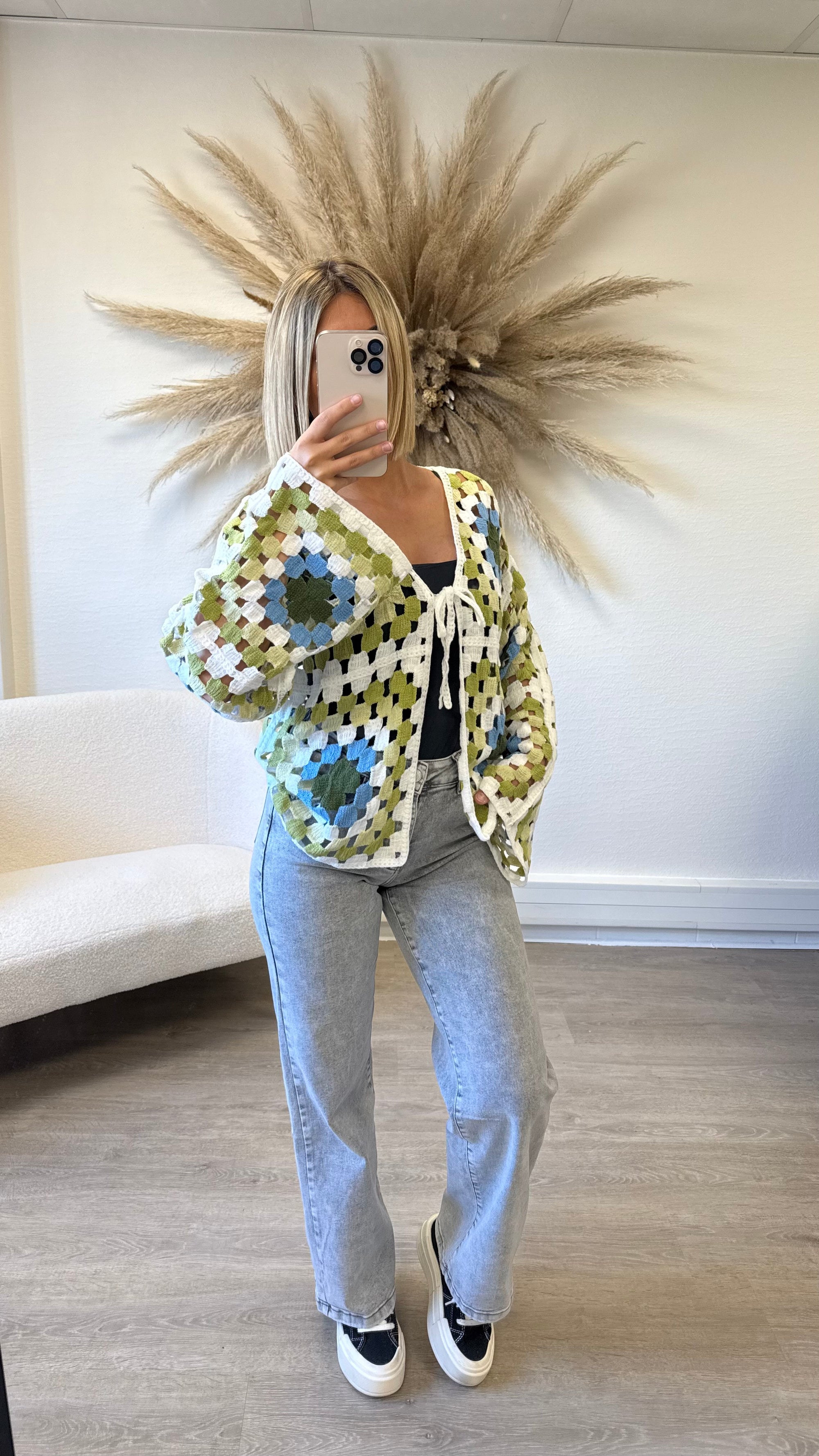 Gilet crochet vert