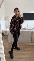 Veste pois marron/bleu