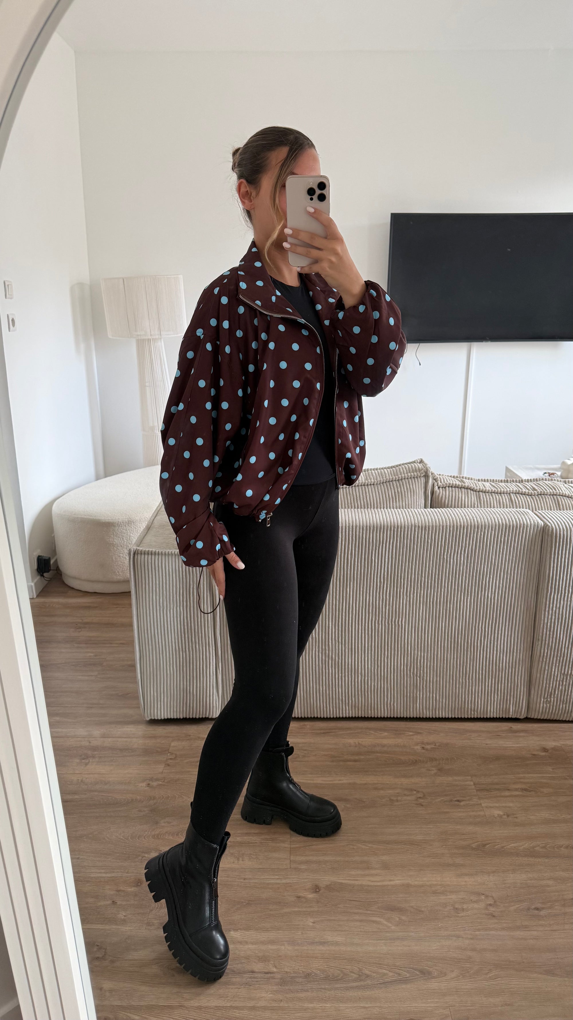 Veste pois marron/bleu