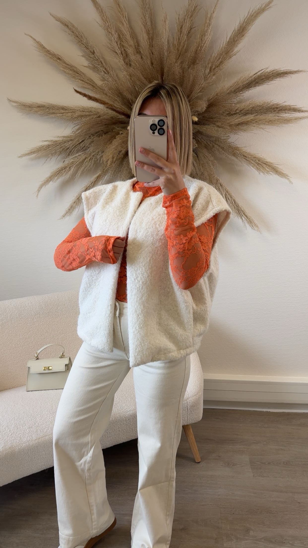 Haut dentelle orange