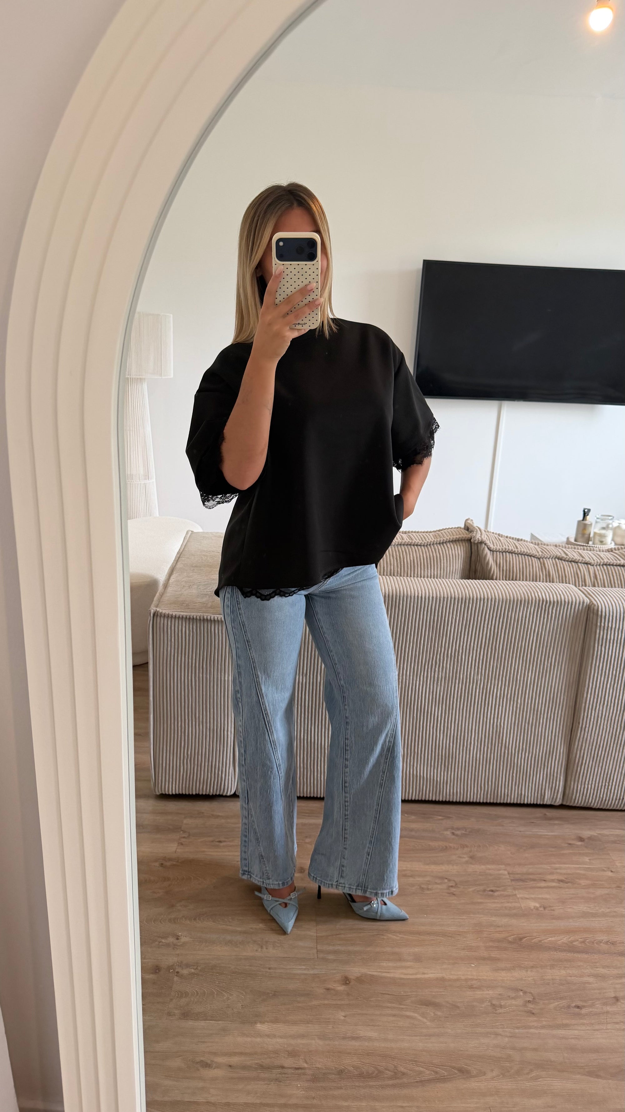 T shirt dentelle noir