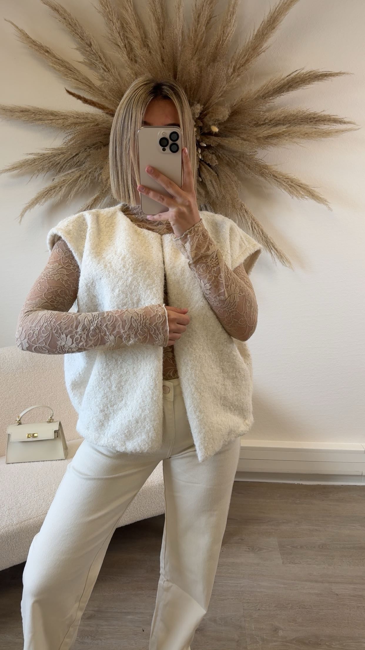 Top dentelle beige