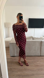 Robe à pois bordeaux