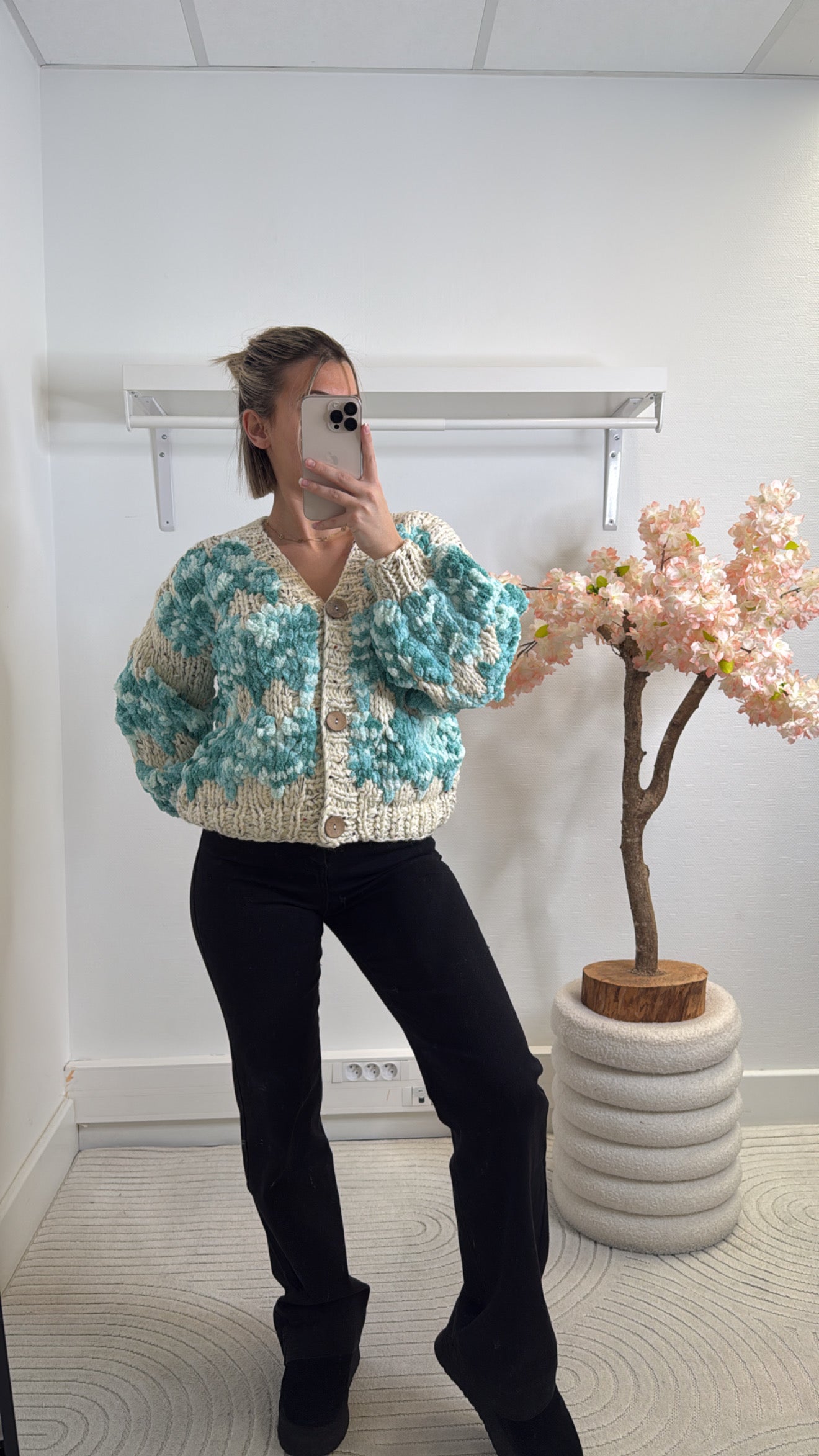 Gilet crochet bleu