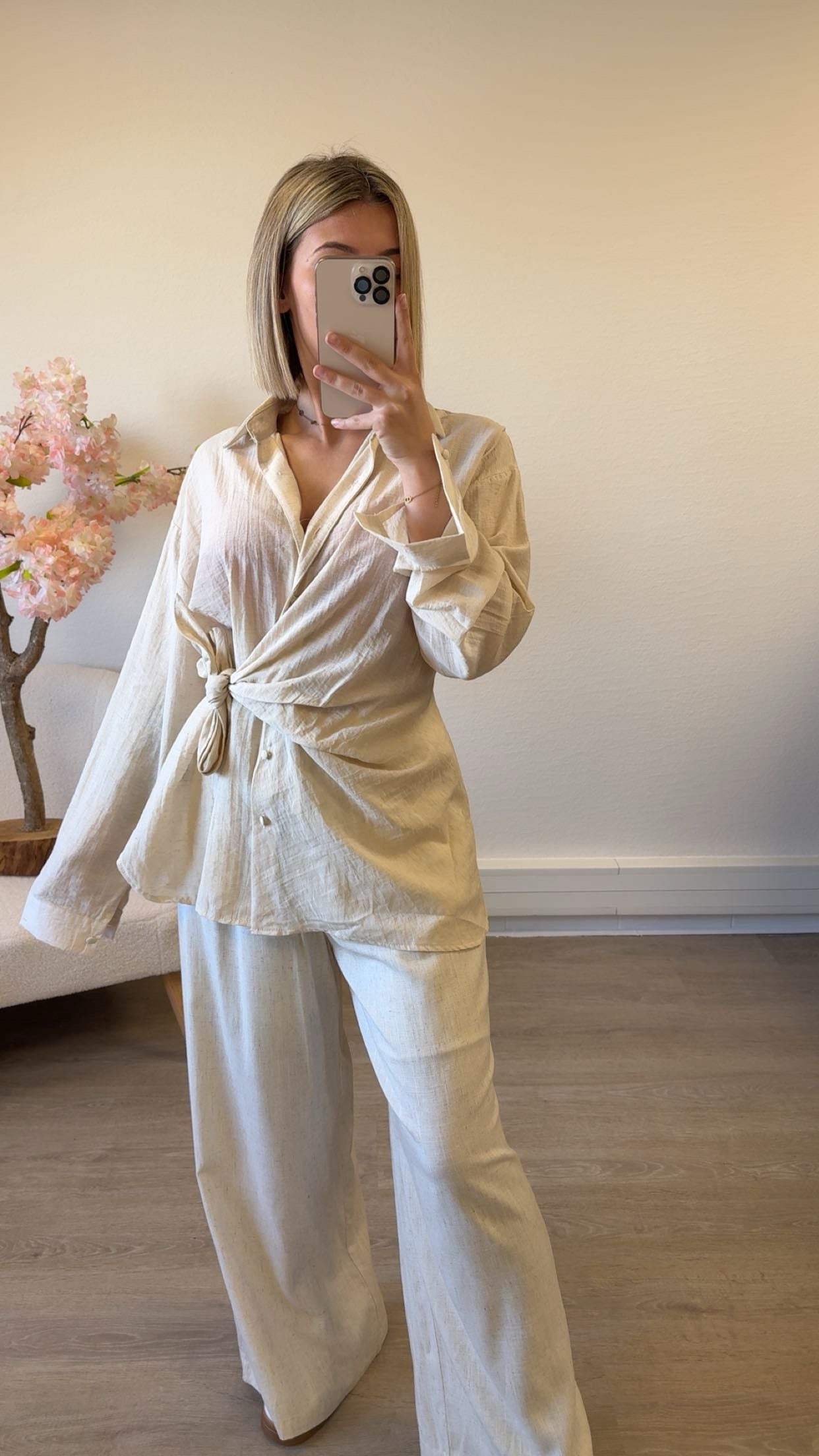 Chemise lin noeud