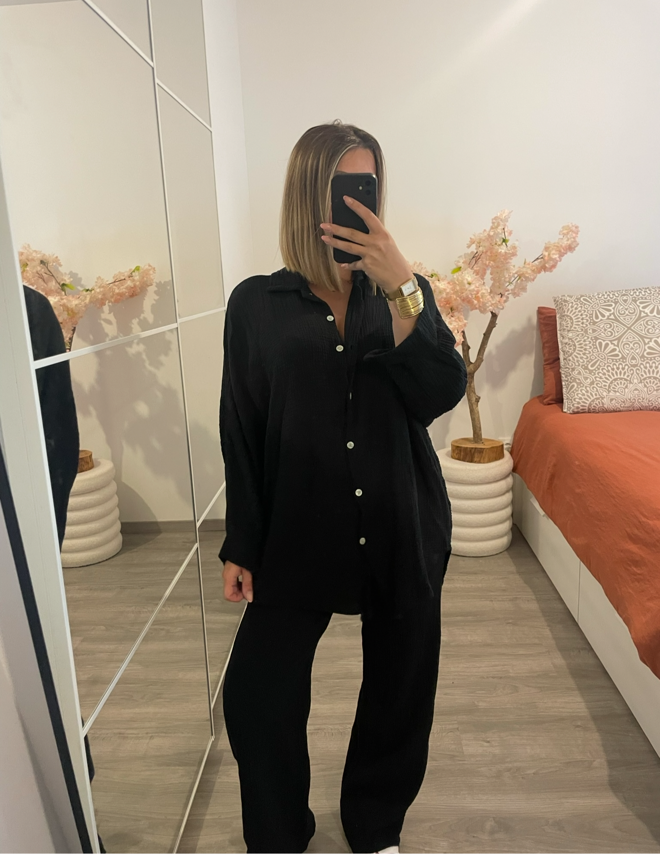 Ensemble gaz de coton noir
