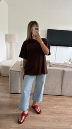 T shirt cœur marron