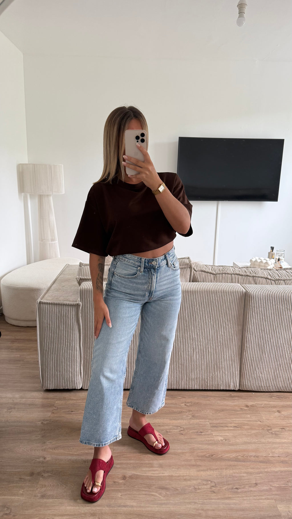 T shirt cœur marron