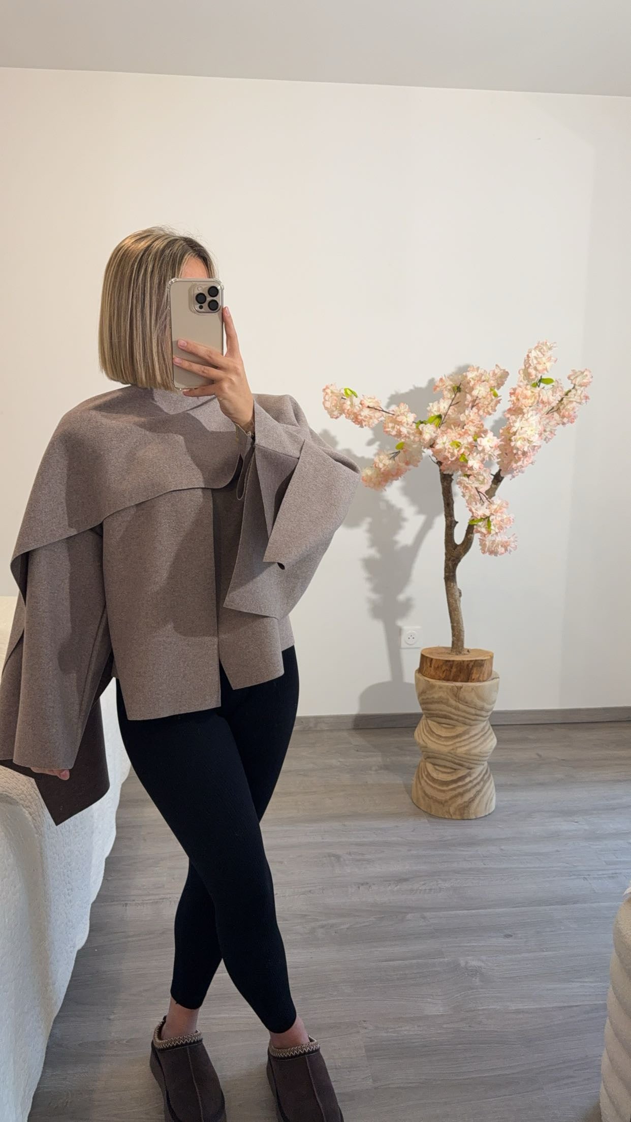 Cape avec manche inspi zar taupe