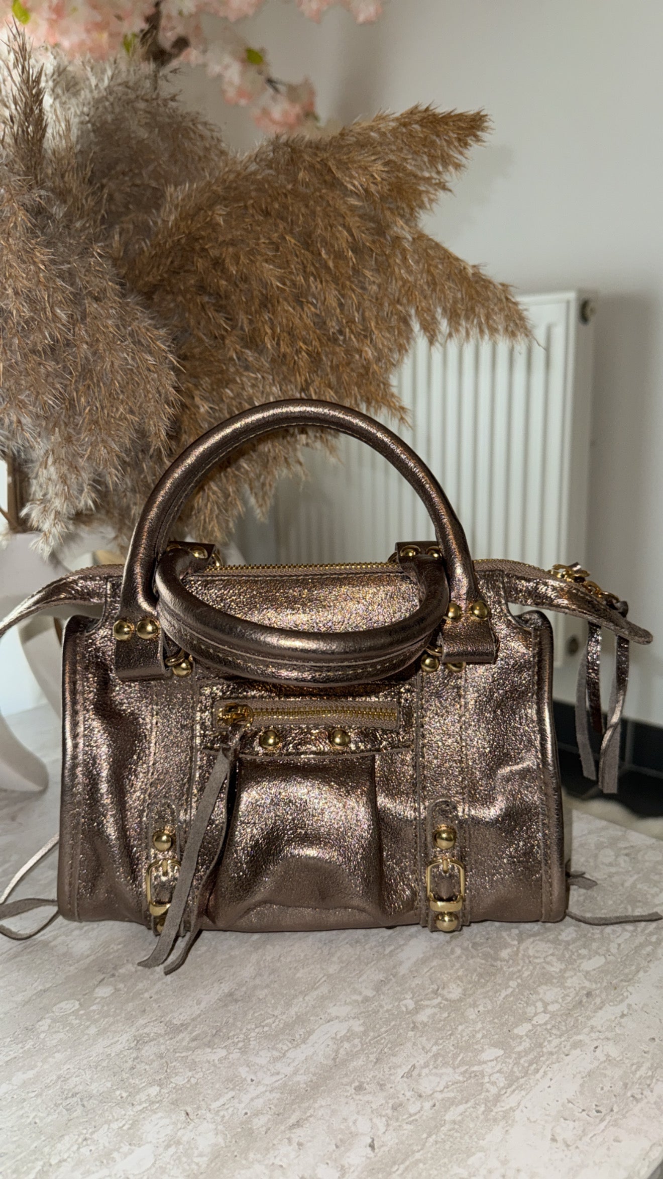 Sac cuir taupe