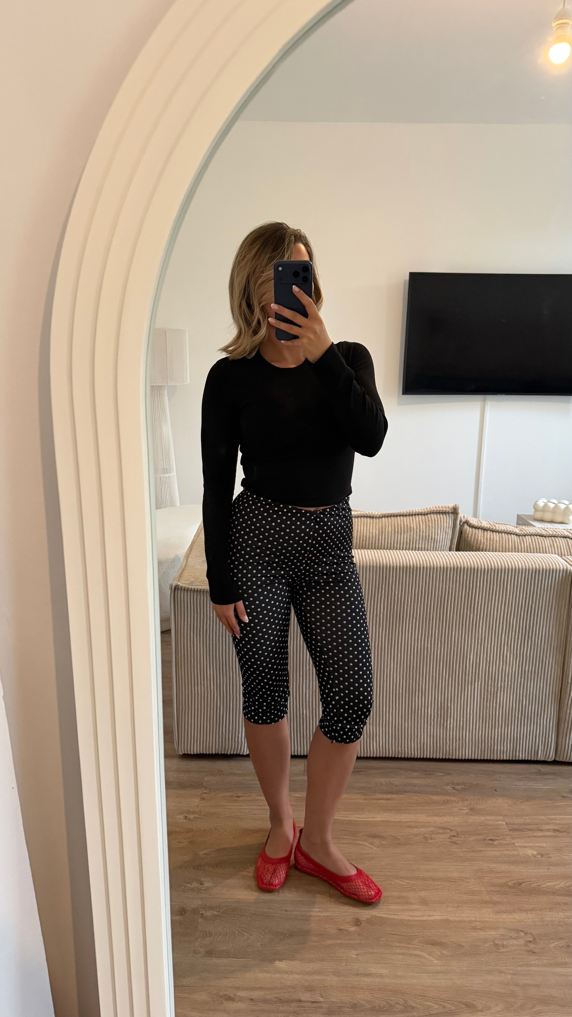 Legging court pois