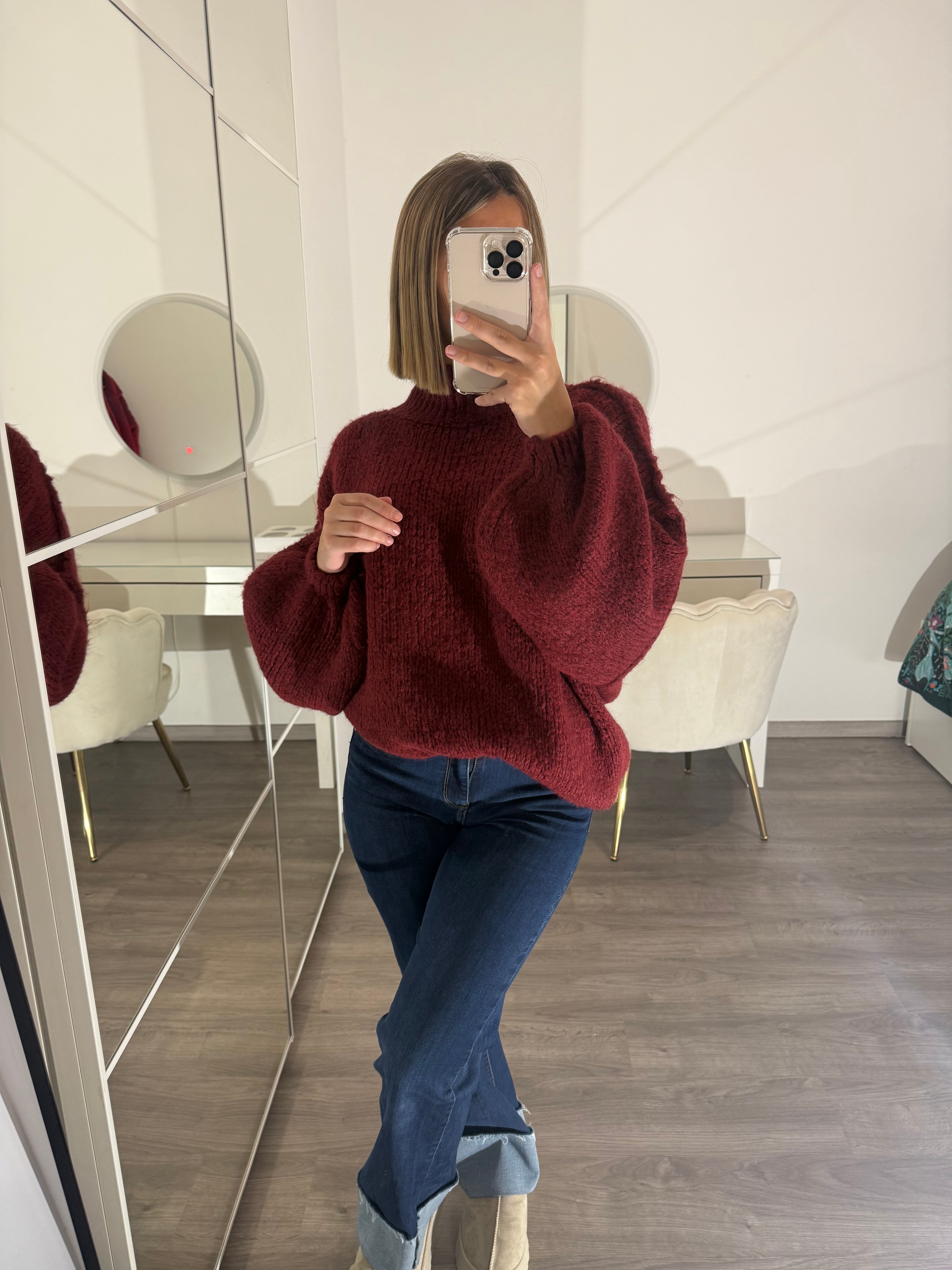 Pull long  bordeaux