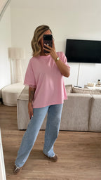 T shirt rose dentelle