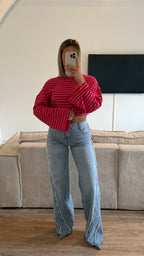 Haut rayures rose|rouge